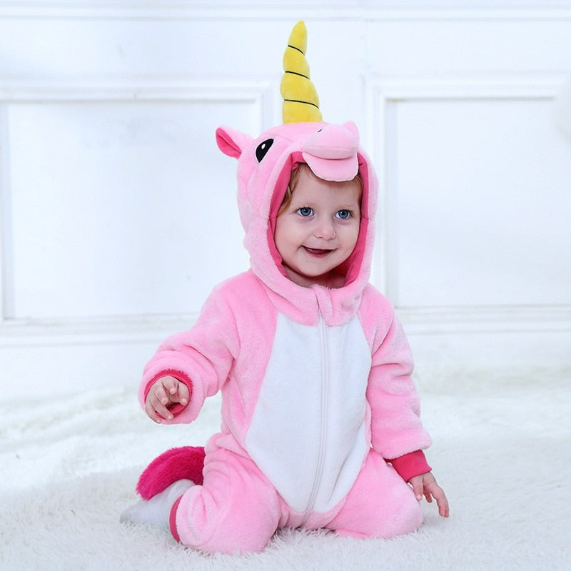 combinaison licorne rose bébé