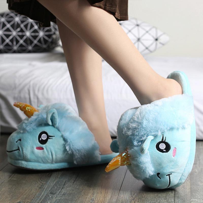 Pantoufles Licorne Bleue