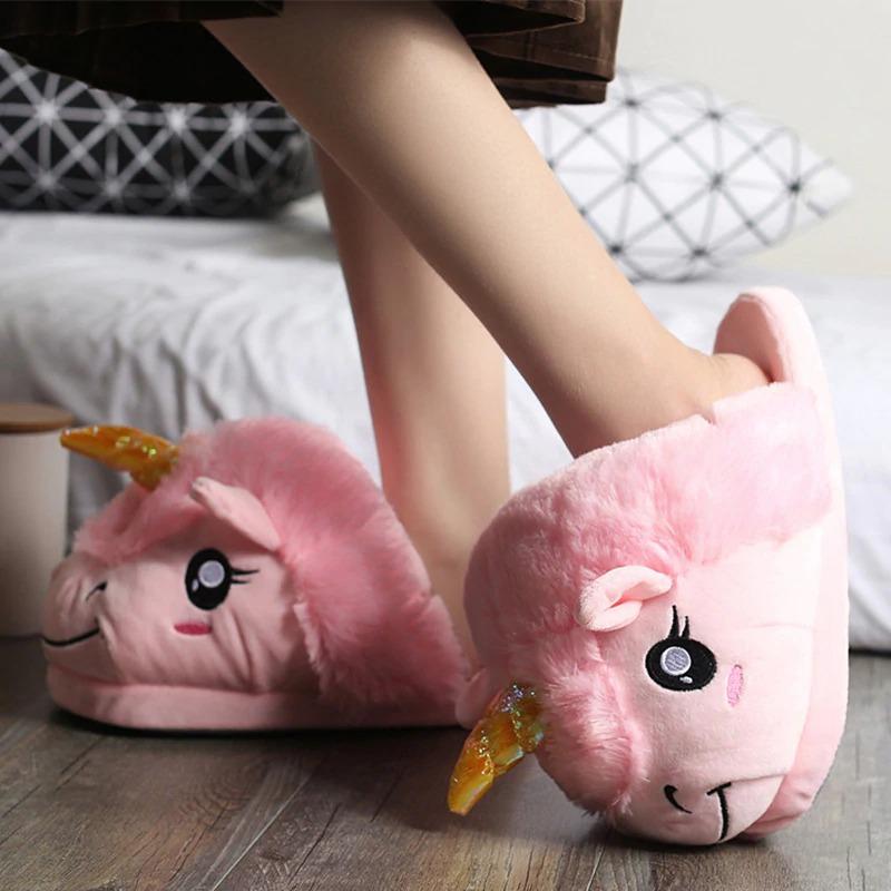 Pantoufles Licorne Rose