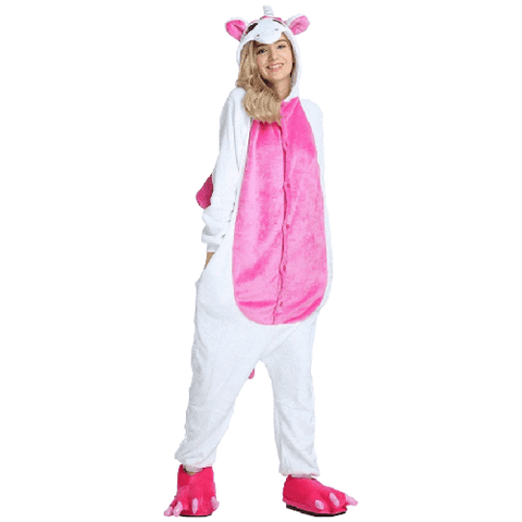 combinaison pyjama licorne blanche et rose