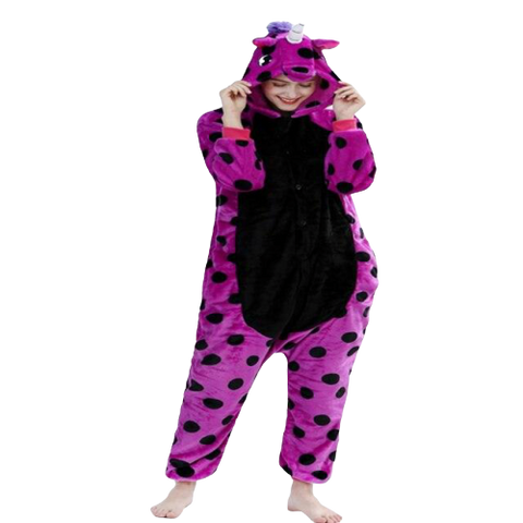 combinaison pyjama licorne petits pois violet